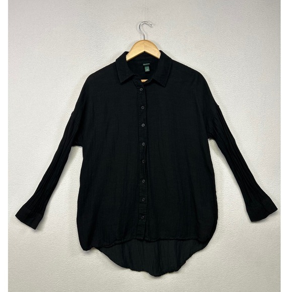 wild fable Tops - Minimalist Boho Wild Fable Women XXS Black Gauze High-Low Button Down Shirt